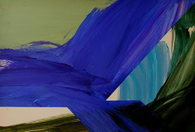 Abstract painting with shades of blue and green