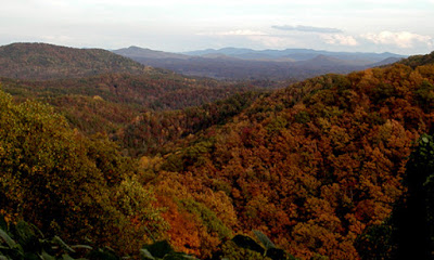 Mountain vista with beautiful fall foliage